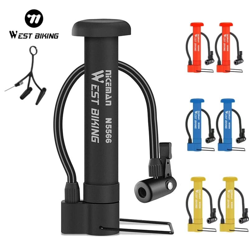 WEST BIKING Pompa da bicicletta Valvola Schrader Bici Pompa di aria manuale 80PSI MTB Bici da strada Gonfiatore per pneumatici Pompa da pavimento per bici Accessori per ciclismo