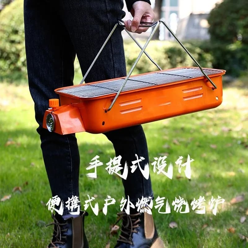 Outdoor barbecue grill Portable barbecue grill Camping cassette stove with picnic gas stove Field split gas stove
