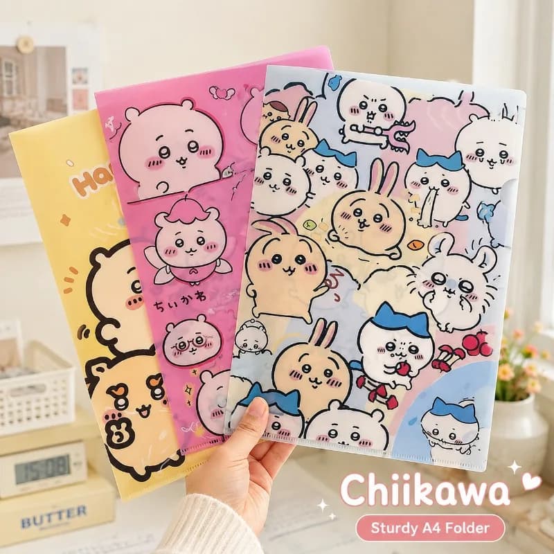 Carino Portablocco A4 Chiikawa in PVC, Cartella Portadocumenti Impermeabile e Robusta, Lavagnetta per Scrittura, Ideale per Test, Studenti, Scuola e Ufficio