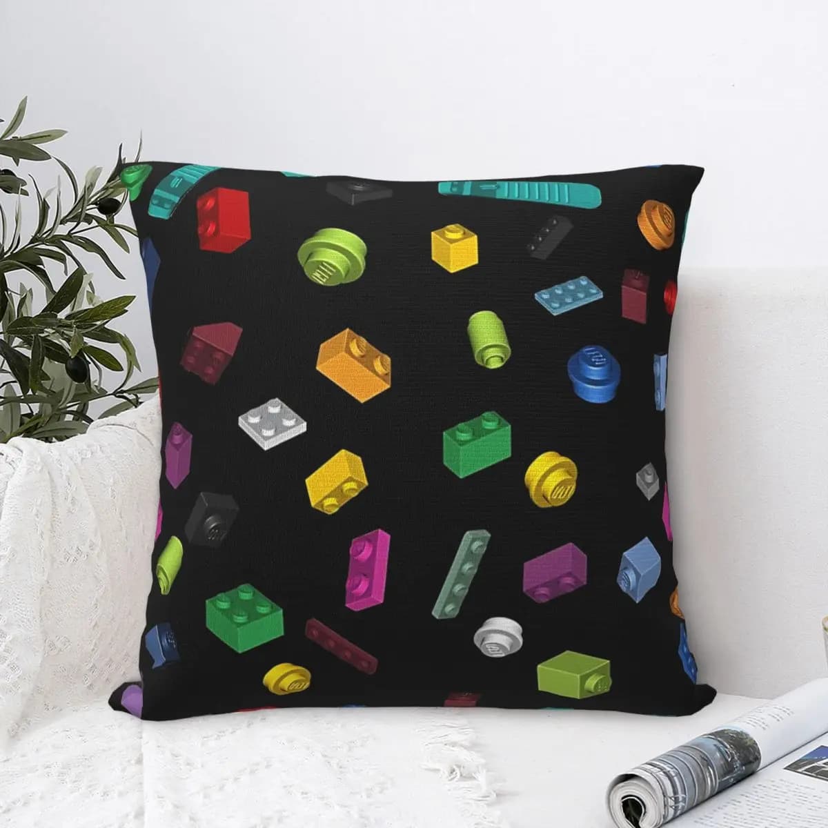 Square pillows with falling brick construction blocks for cushions for sofa 45 * 45 cm