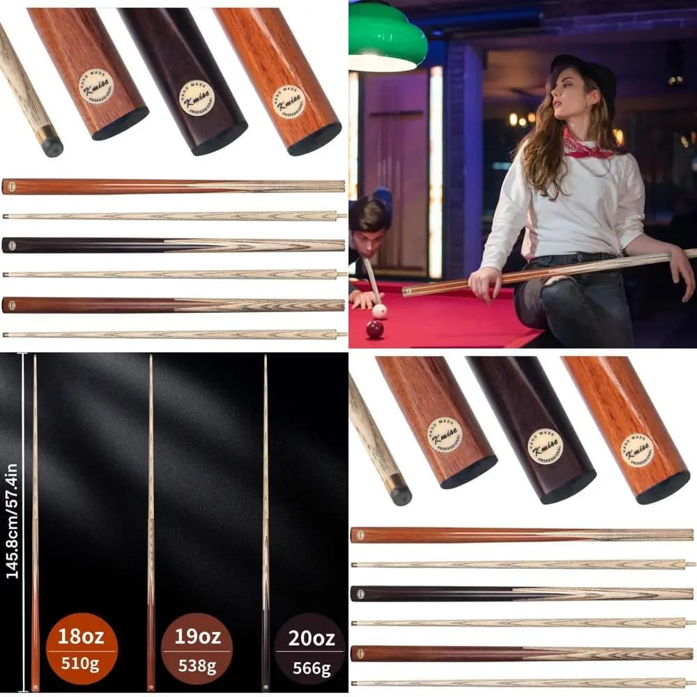 Set stecche da biliardo Kmise da 3 pezzi, 57 punte da 9,5 mm, pesi da 18-20 once, legno Maras realizzato a mano, ideale per biliardo