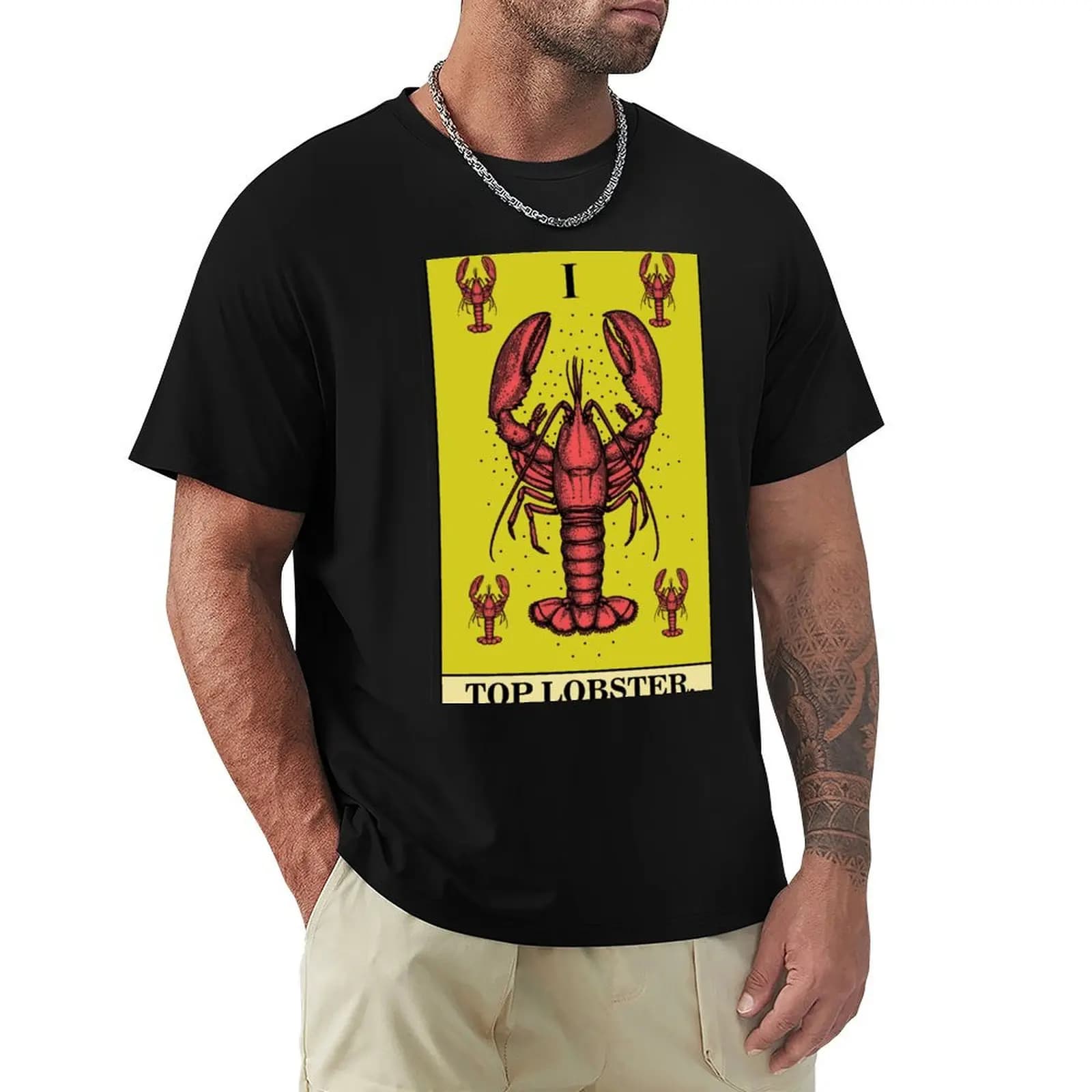 T-shirt Top Lobster Tarot Card, top a maniche corte per abbigliamento casual di base