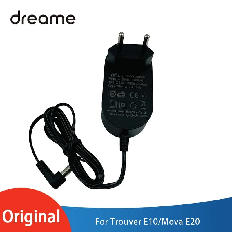 Original Power Adapter with EU plug for Dreame Trouver E10 / Mova E20 Charger Replacement Spare Parts Accessories