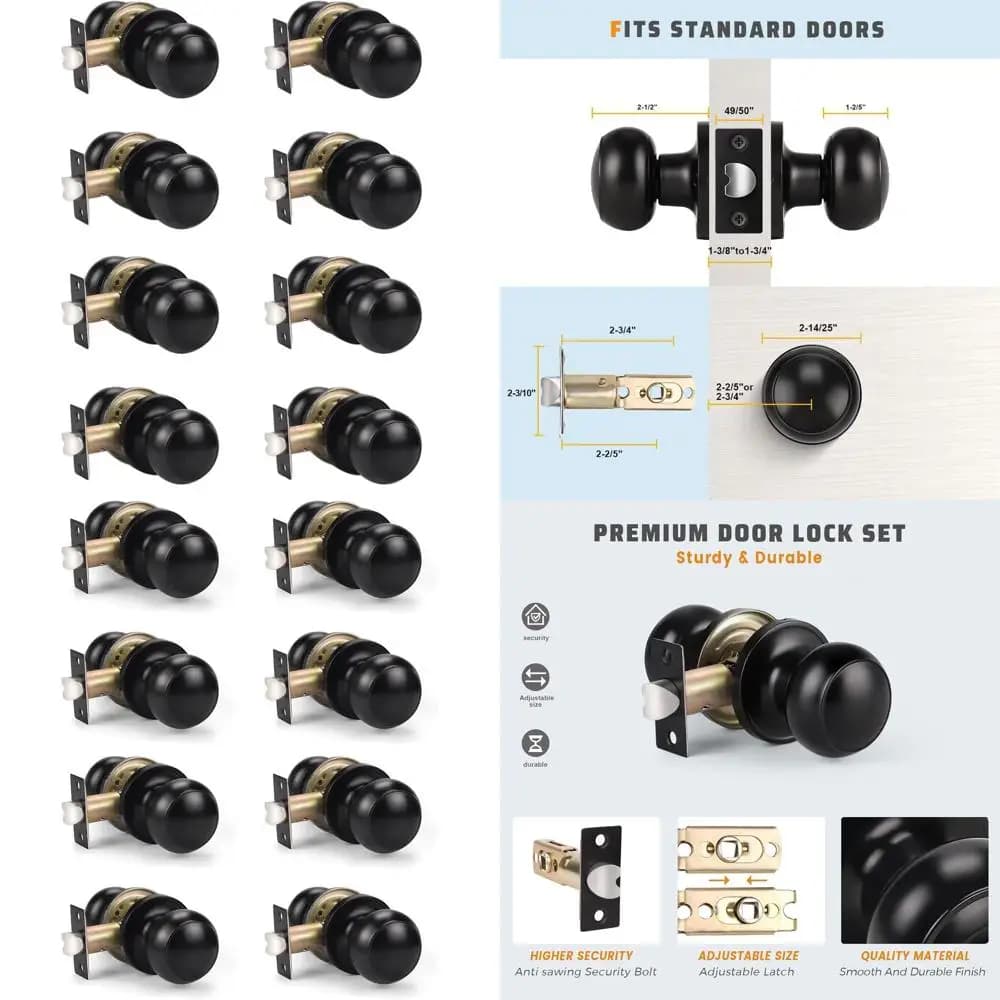 Set di Maniglie Rotonde Nere Opache Senza Blocco per Porte Interne e Armadi