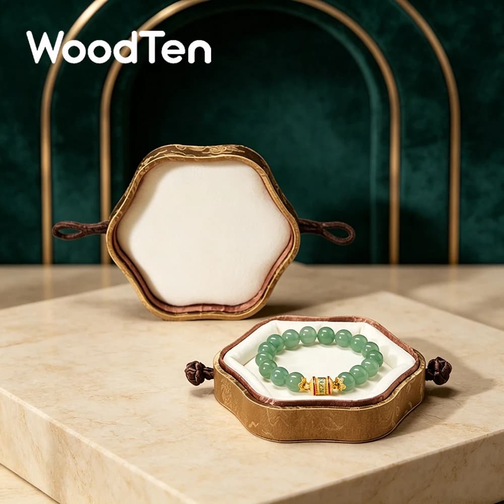 WoodTen Chinese Style Jewelry Organizer Box Bracelet Ring Earring Necklace Storage Box Portable Classical Jewelry Gift Packing