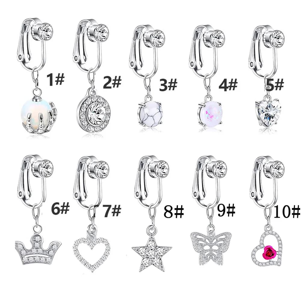 Fake Belly Ring Fake Belly Piercing Clip Butterfly Snake Navel Umbilical Belly Button Rings Cartilage Clip Earrings Body Jewelry