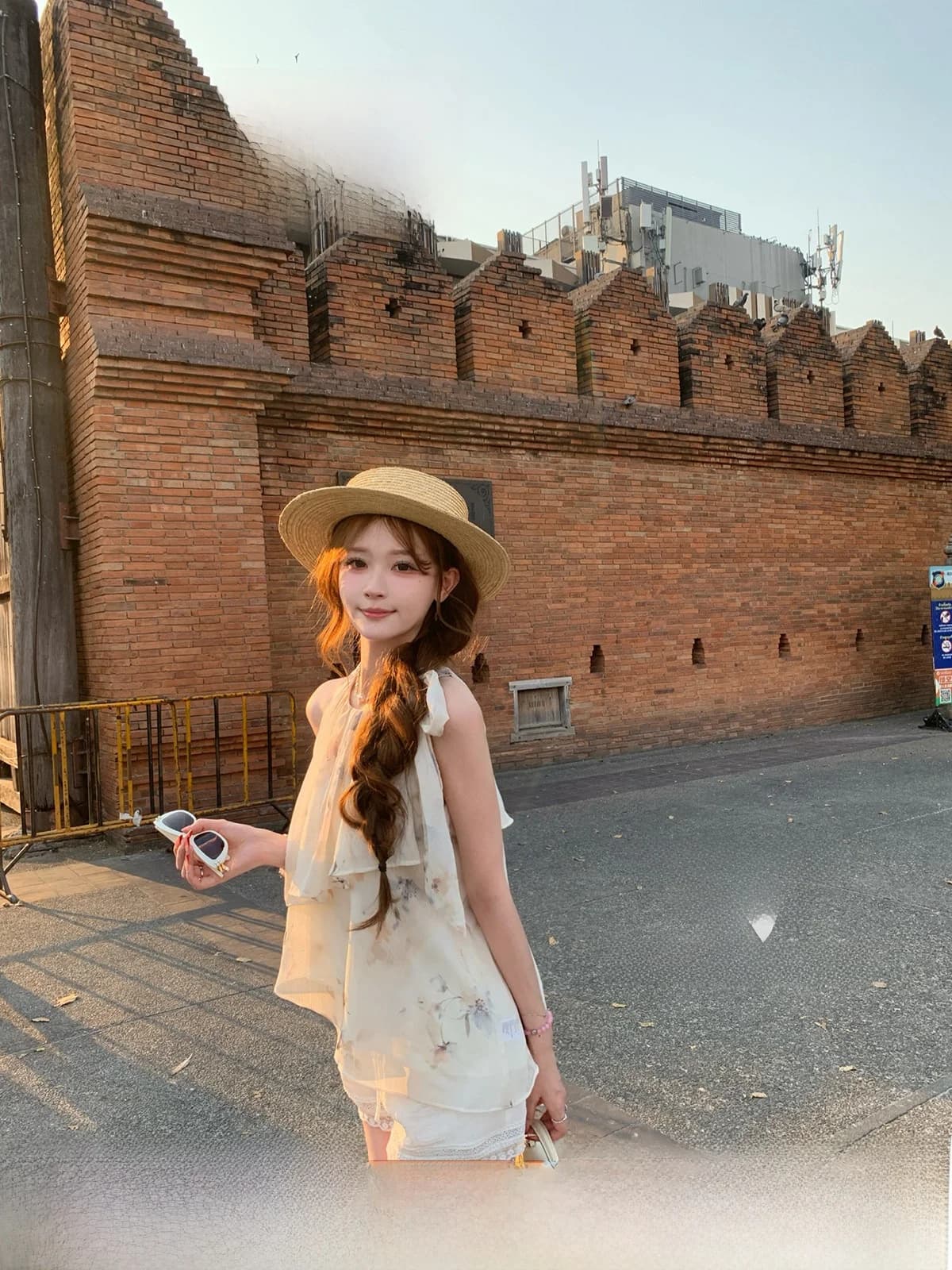 New Chinese Style Watercolor Flower Sleeveless Belted Shirt Spring Season Breathable Polyester Fiber Short Length Women's Top