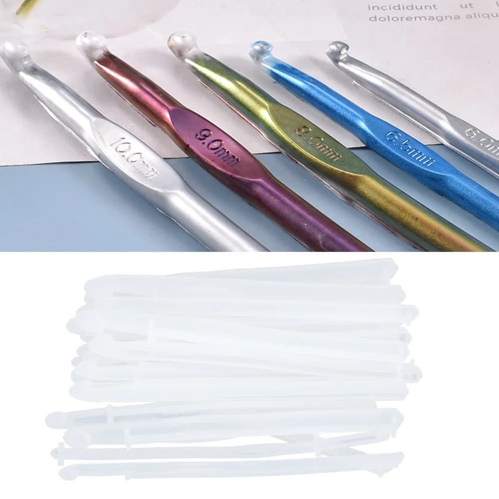 20pcs Resin DIY Silicone Crochet Hooks Mould Resin Casting White Silicone Craft Moulds Resin Silicone Mold Yarn Crafts