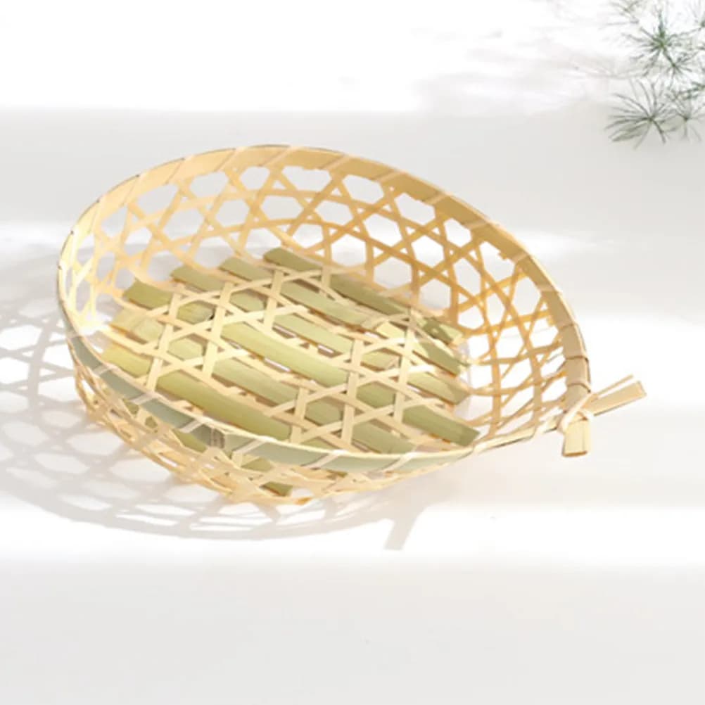 Hand Woven Bamboo Fish Shaped Multipurpose Basket for Fruits Vegetables Snacks Dried Fruit Tea Cakes Candy Storage Home