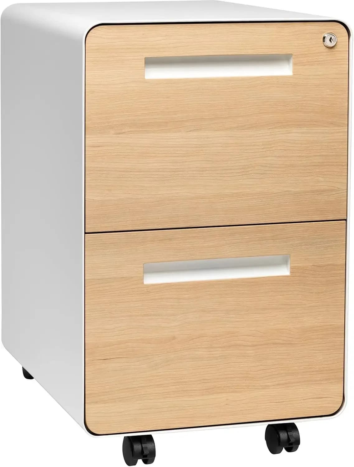 Stockpile 2 Drawer Mobile File Cabinet with Lock - Under Desk Metal Filing Cabinet, Legal/Letter File Folders, Wheels and Statio
