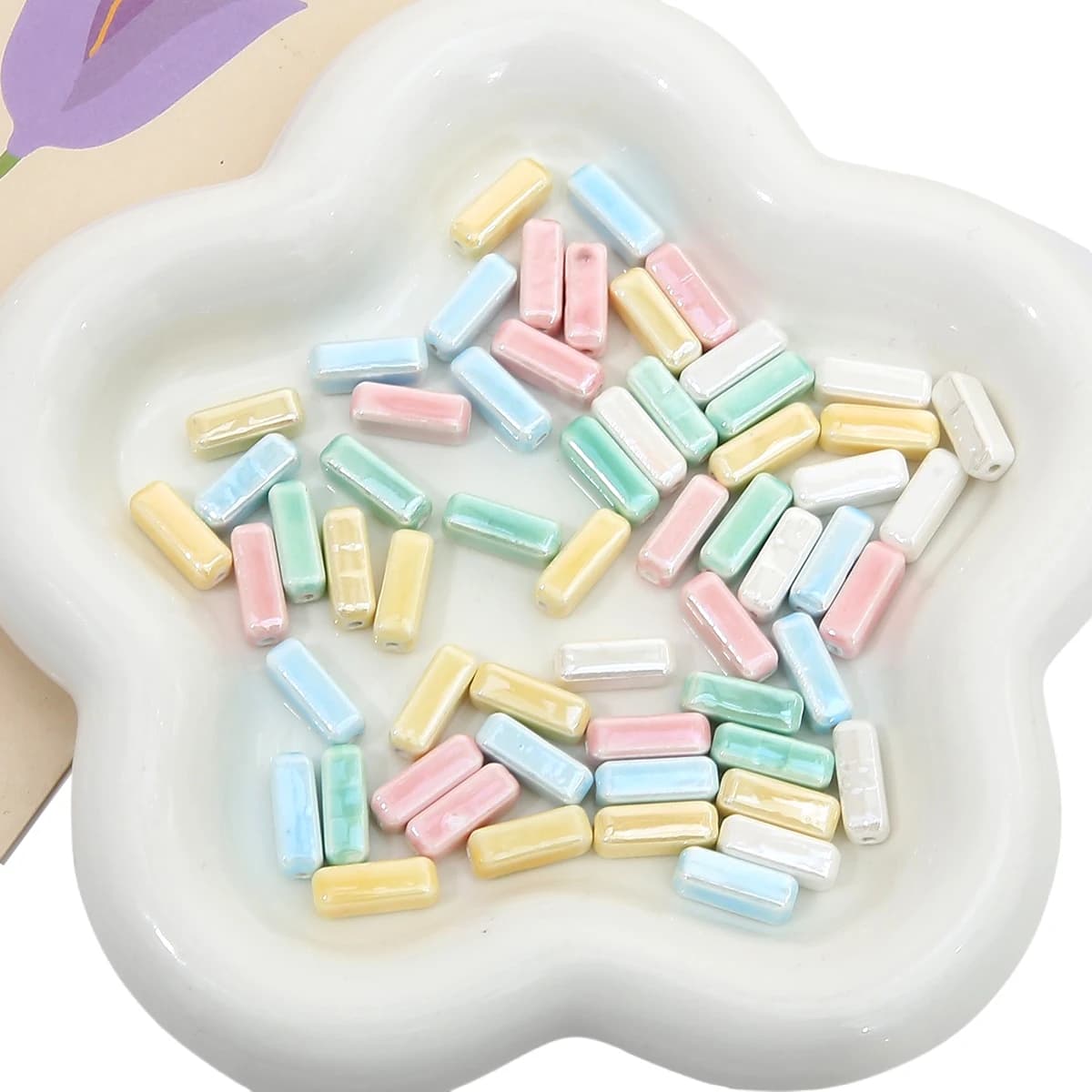 5 pezzi di perline in ceramica, regali per ragazze, perline sfuse, perline rettangolari in porcellana, per orecchini, braccialetti, creazione di gioielli fai da te