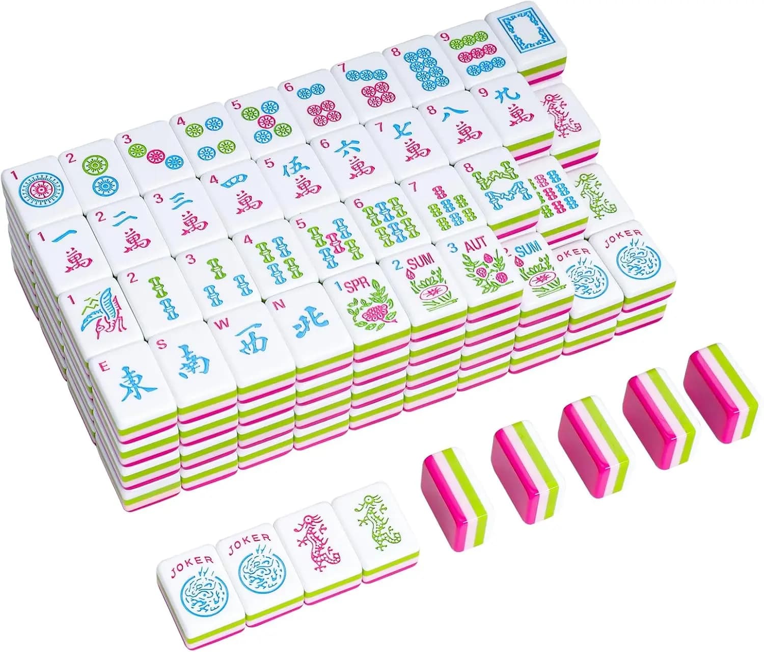 Set Mahjong Americano in Acrilico a 4 Strati, 166 Tessere con Borsa e Accessori, Incisione Chiara