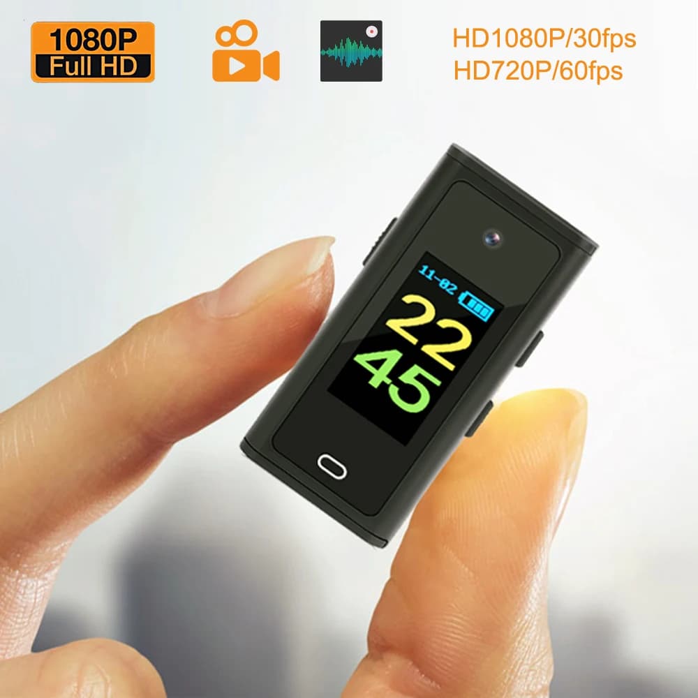 Mini videocamera 1080P HD DV Videoregistratore audio con schermo di visualizzazione, con clip, chiavetta USB per la sicurezza domestica