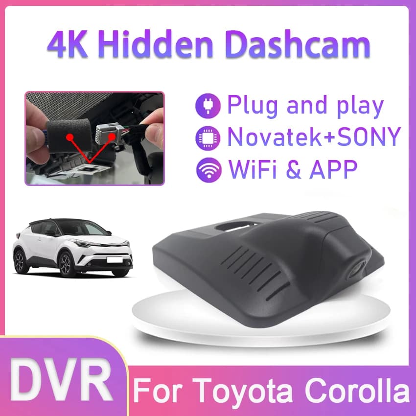 Plug and Play DVR car recorder 4K UHD Dash Cam for Toyota Corolla 12th generation (E210) (Hatch & Sedan) Altis 2018 ~ 2023
