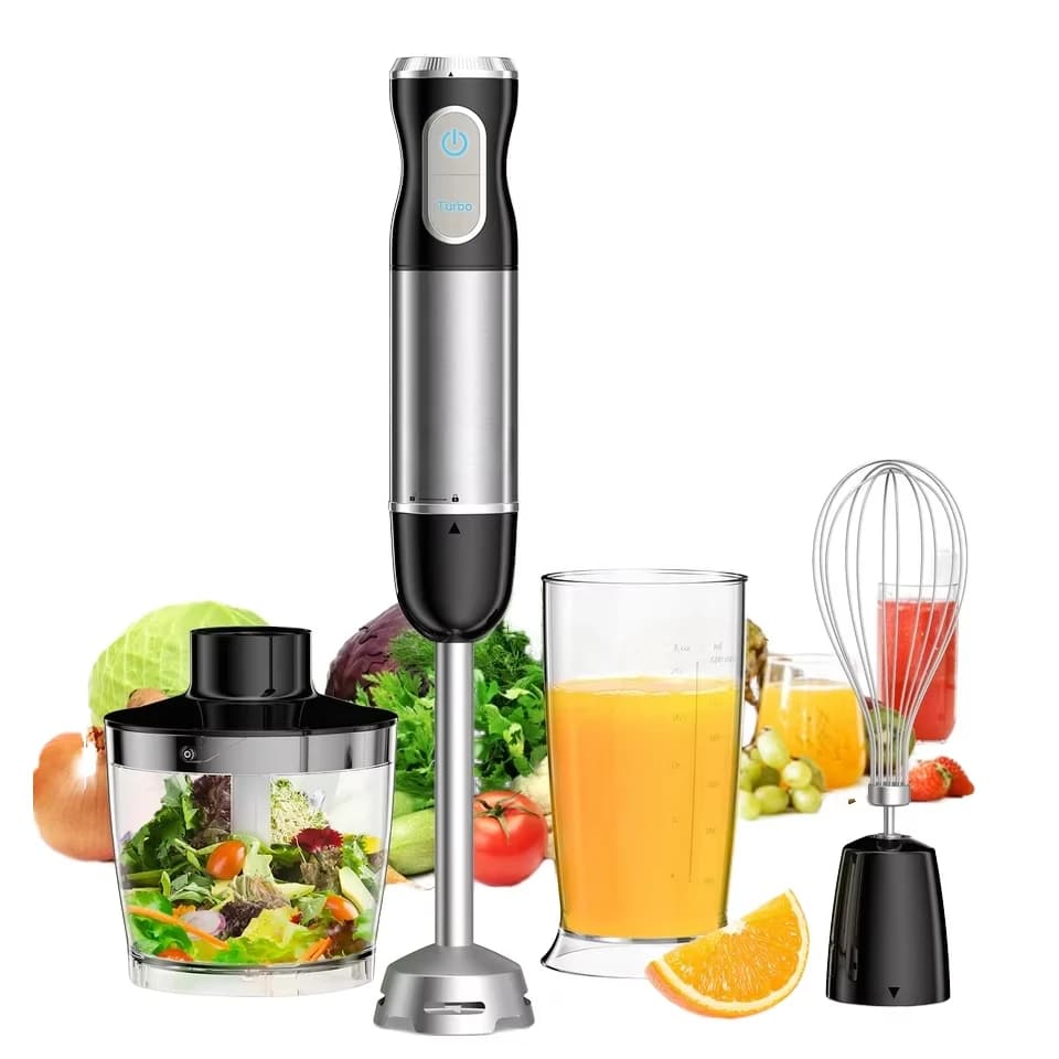 Frullatore a Immersione ad Alta Potenza 1000 Watt, Nuovo Robot da Cucina, Frullatore da Bar, Omogeneizzatore con Contenitore in Plastica