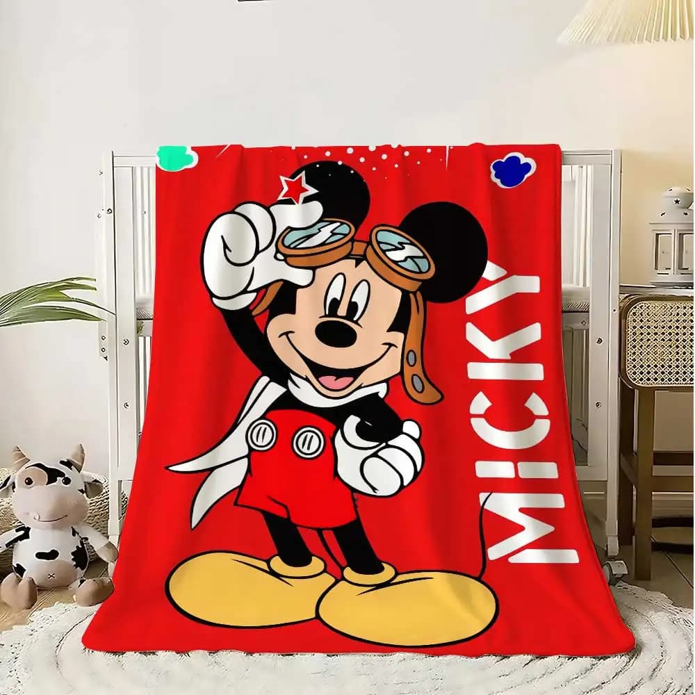 Coperta da tiro per divano con topo dalle orecchie nere per letto Coperte da divano decorative Copriletto per la casa Il caldo inverno al ginocchio Doppia scuola Anime