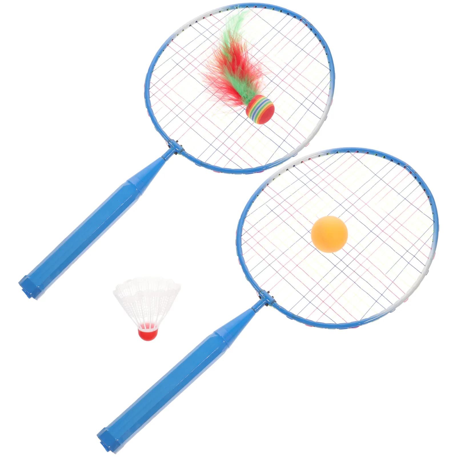 Badminton Tennis Rackets Balls Set Kids Outdoor Indoor Sports Parent Child Game Lightweight Sturdy Fun Sports Random Color