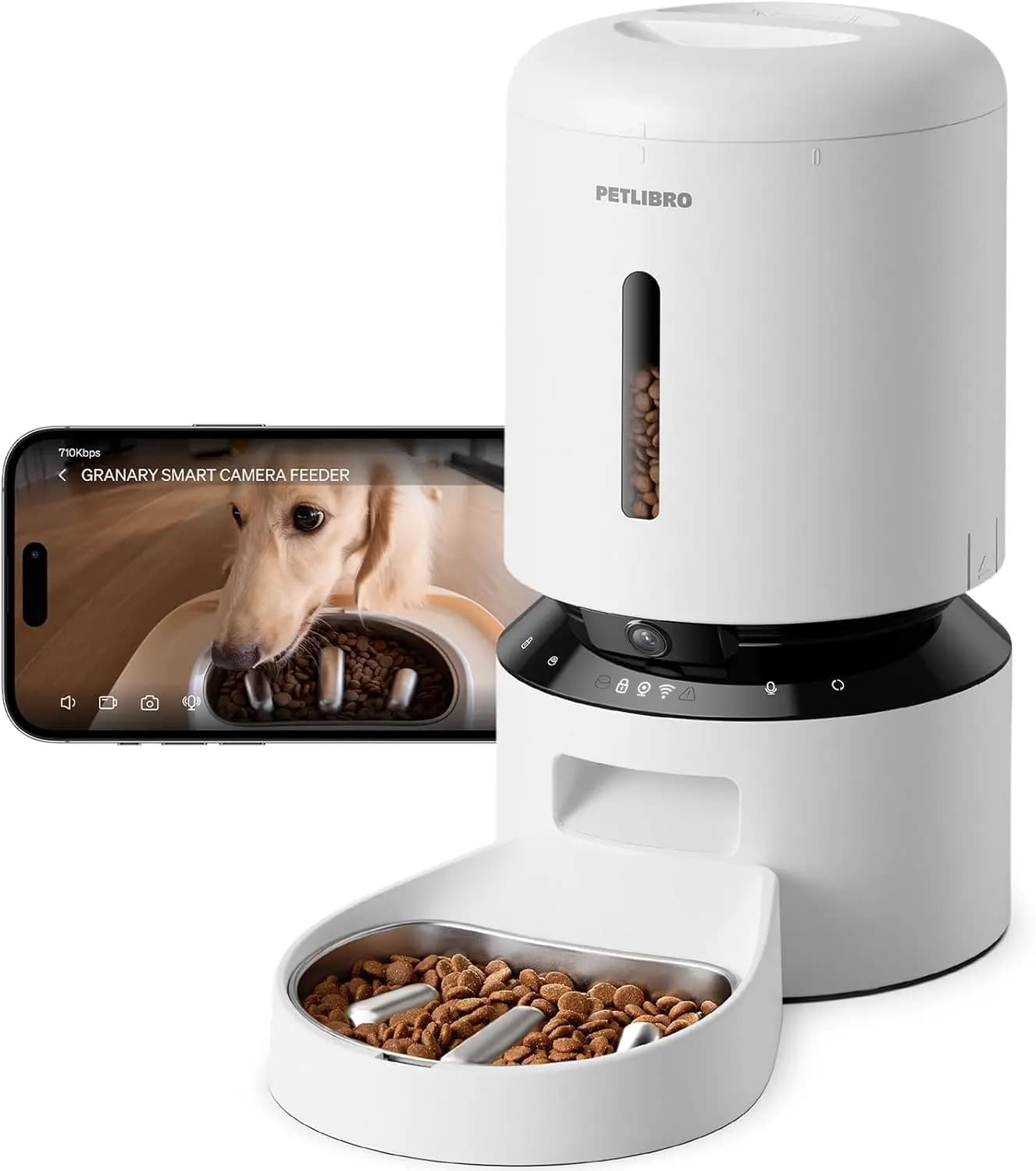 Automatic Cat Feeder with Camera, Auto Pet Food Dispenser Slow Feeder Dog Bowl, 1080P HD Video with Night Vision, 5G WiFi