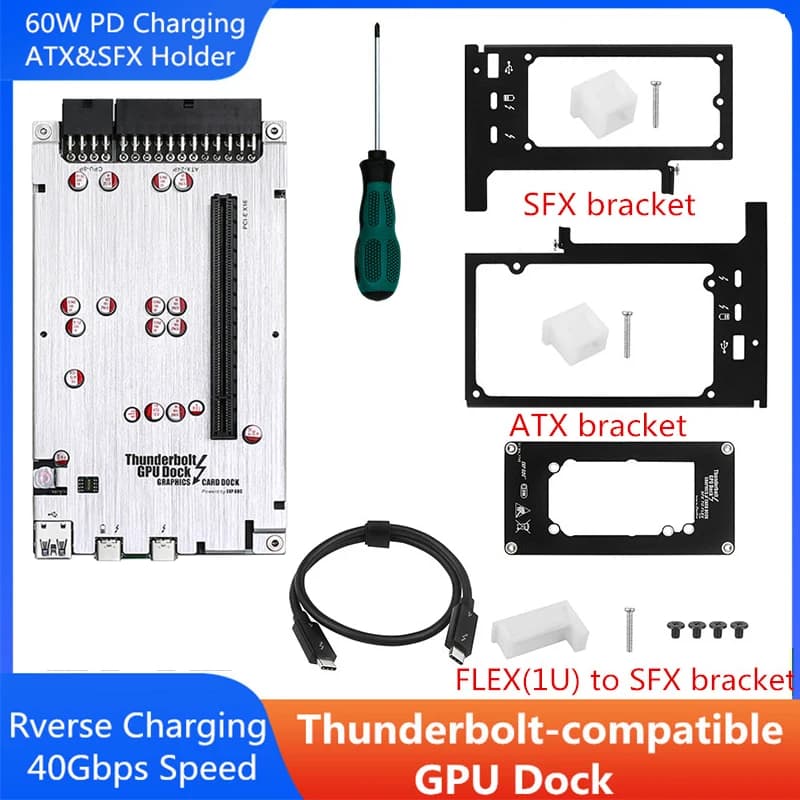 TH3P4G3 Mini GPU Dock Scheda grafica USB3.0 Dock di estensione Thunderbolt compatibile Thunder 3/4 PD 60W 40Gbps con supporto ATX / SFX