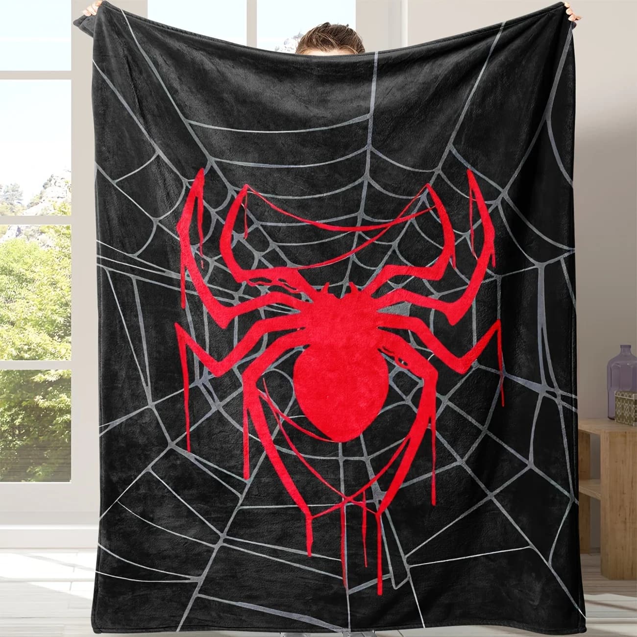 Coperta in Morbido Flanella con Stampa a Ragnatela, Confortevole e Resistente per Riposini, Lavoro, Studio, Viaggi, Ottima Idea Regalo