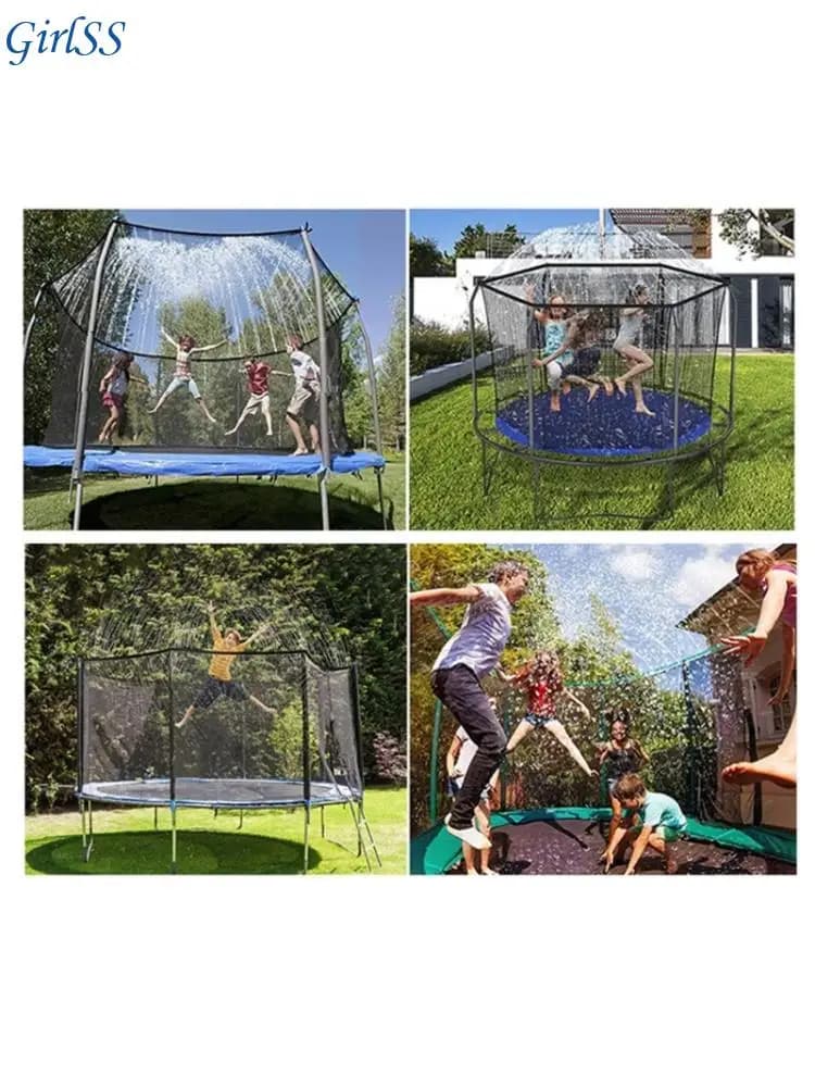 Trampoline Sprinkler 12m Flexible Hose Outdoor Mist Cooling Tool Outdoor Water Toy For Trampoline Garden Lawn Watering T4MB