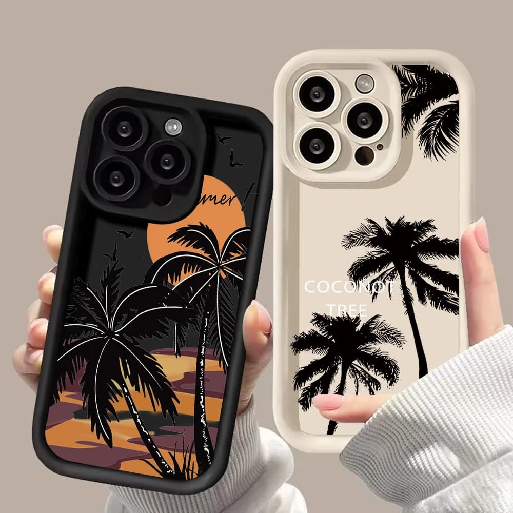 Custodia per telefono Summer Coconut Tree per iPhone 16 15 14 13 12 11 Pro Max 16 Plus 15Pro Cover posteriore Siicone