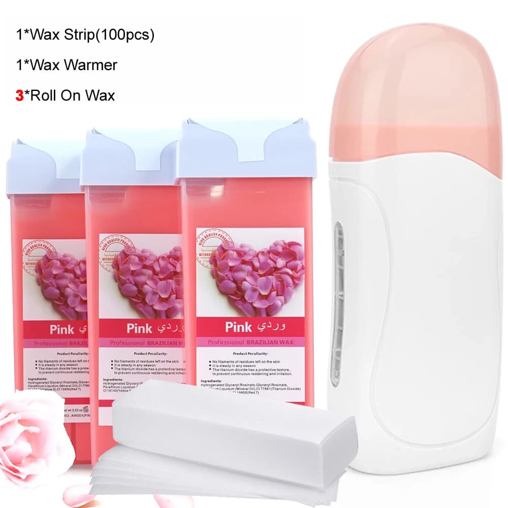 Kit cera depilatoria a rulli Riscaldatore Viso Depilazione corpo Epilatore Roll on Macchina riscaldante per cera con strisce di ceratura Carta