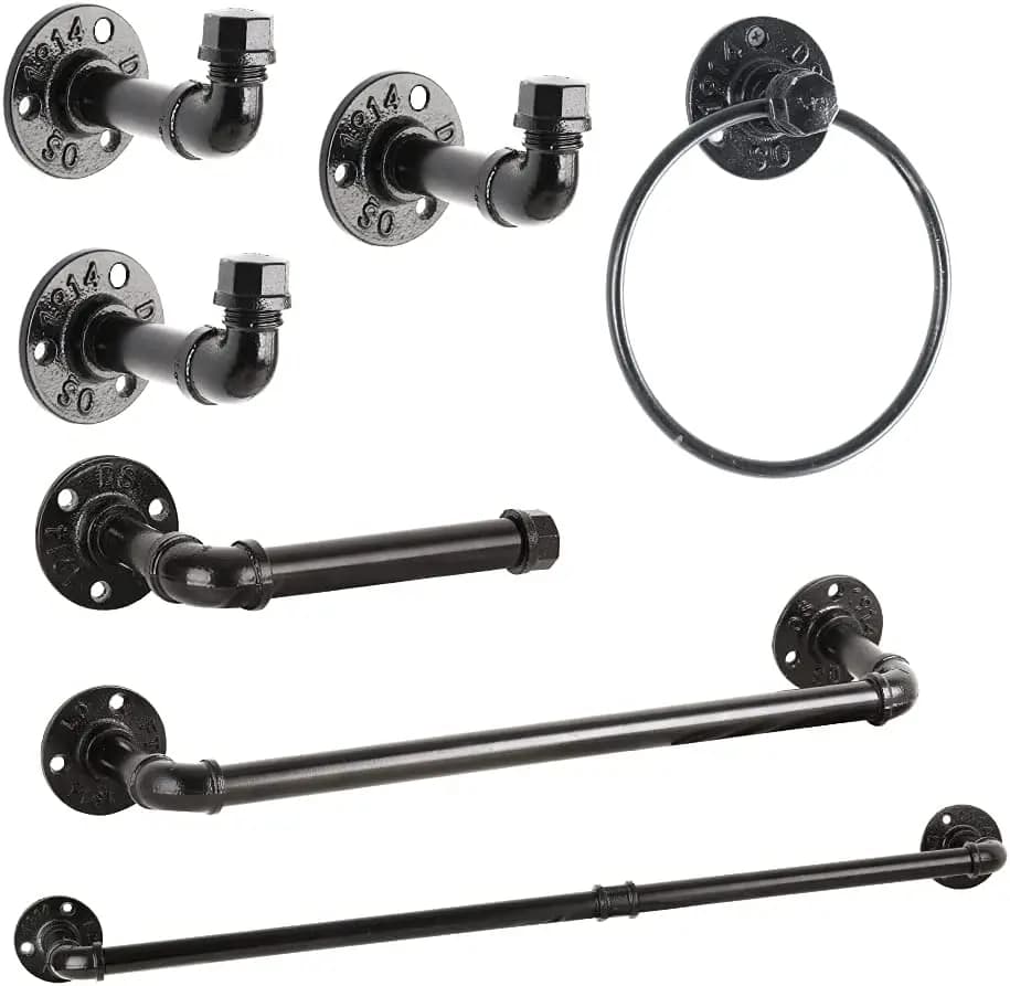 Set di illuminazione per hardware da bagno, set di portasciugamani industriale con portafazzoletti, portasciugamani a parete
