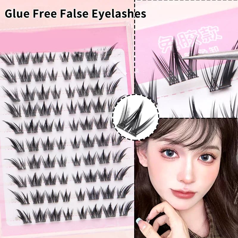 Autoadhesive Finte Voluminose Eyelashes Without Colla, Coda Effect of Fish, Mirrors and Wrinkles, Extension Ciglia Fai da Te per Occhi Anime