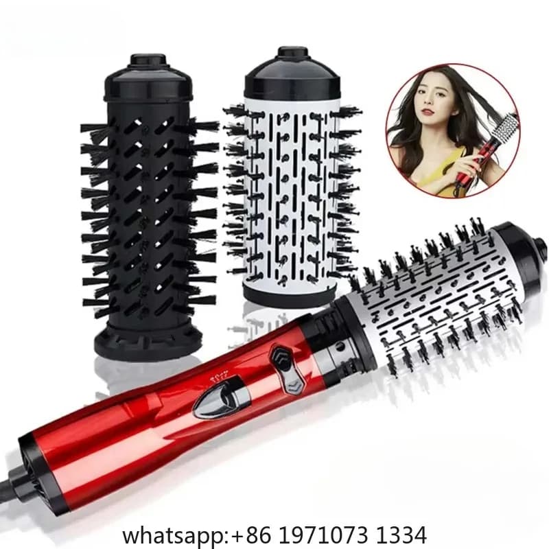 3 in 1 Negative Ion Hot Air Brush Multifunction Hair Straightener Curling Iron Hair Dryer 360 ° Rotating Curling Iron