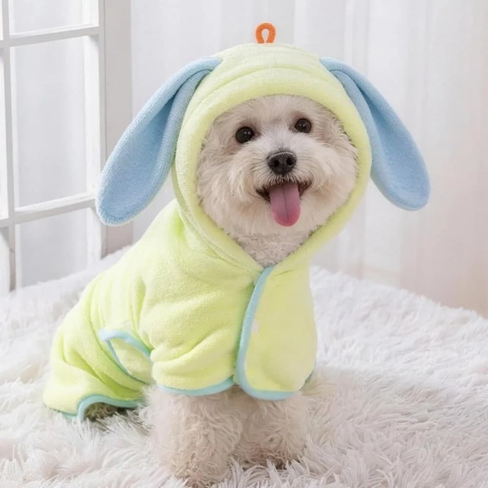 Super Absorbent Bathrobe for Dogs with Coral Pile Hood, Hot Towel for domestic animals Fast drying, Adjustable towel in Microfiber Soft for Dogs After Bathroom