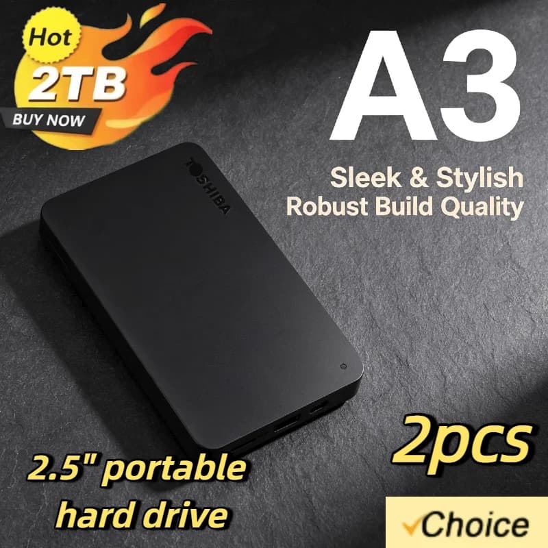 Toshiba For OEM A3 Expansion HDD 2PCS Drive Disk 500GB 1TB 2TB USB3.0 External HDD 2.5 Inch Portable External Hard Disk BOX