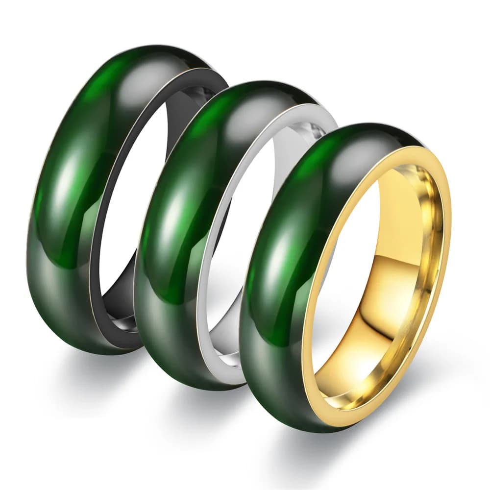 Moda Vintage artificiale verde giada in acciaio inox uomo donna anelli fascino alla moda per coppia ragazza fidanzato gioielli regali
