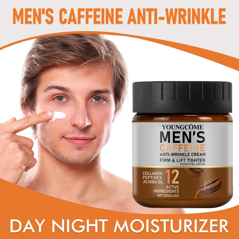 Crema antirughe alla caffeina per uomo Rimuovi le rughe del viso e del collo Rassodante Idratante Pelle Retinolo Crema per il viso Trattamento viso