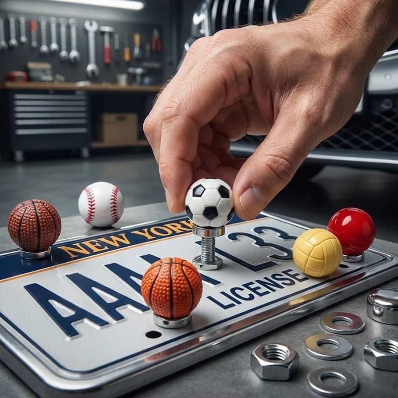 1 pezzo di vite decorativa personalizzata a tema palla per targa, stili basket, calcio, baseball, pallavolo, accessorio universale per il fissaggio della targa, adatto per auto, veicoli elettrici, motocicli, tricicli, biciclette, ecc.