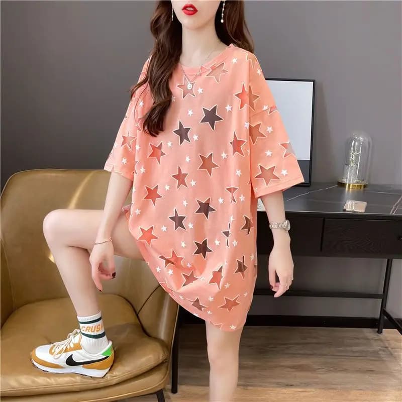 2023 nuova tendenza moda estiva Design senso girocollo stampa stella scava fuori puro desiderio Casual allentato Oversize Versatile t-shirt
