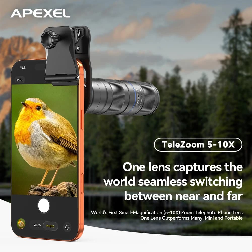 APEXEL Obiettivo Zoom Teleobiettivo 5-10X per Telefoni Cellulari - Lente Portatile ad Alta Definizione per Smartphone 2026 NUOVO