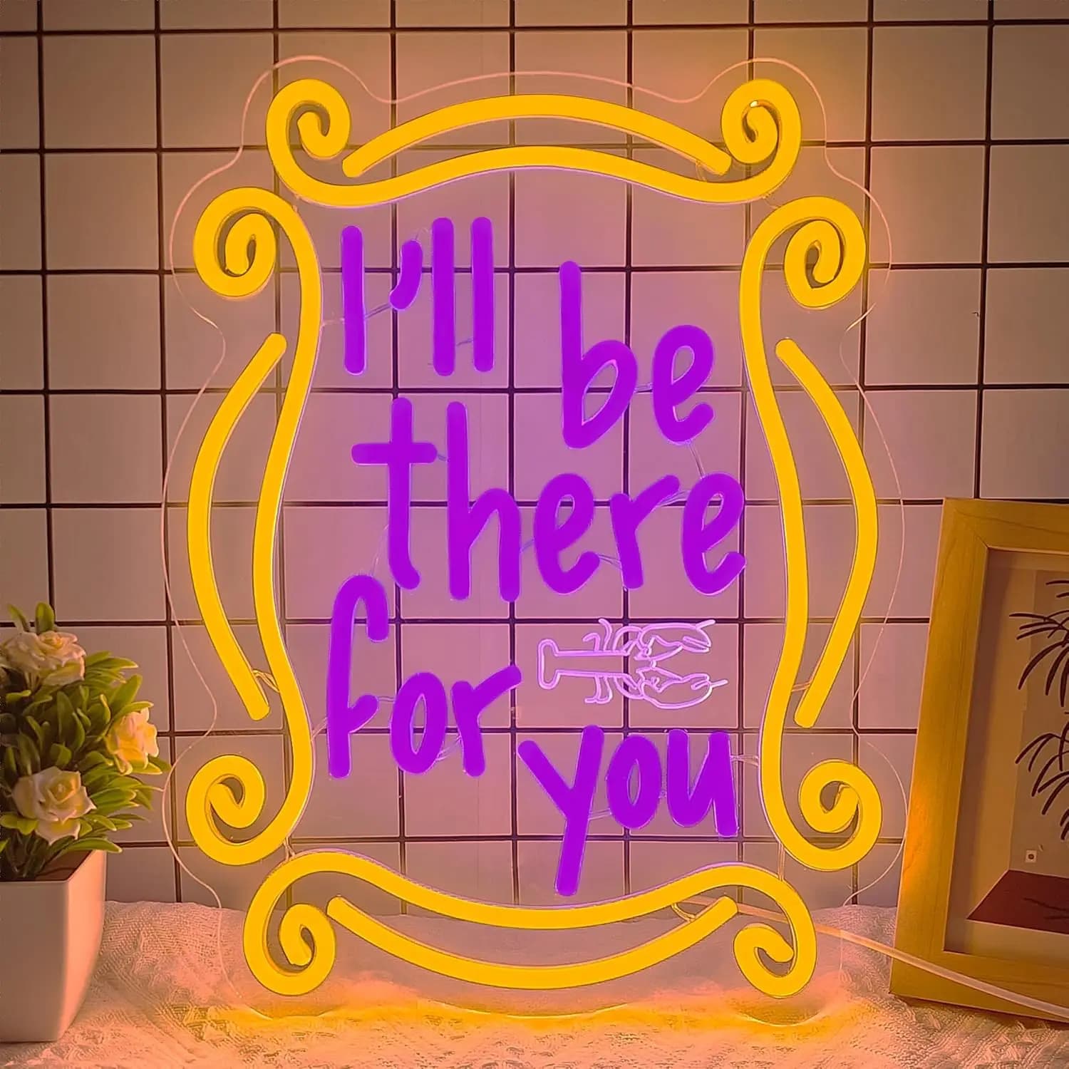 Insegna al Neon USB della Serie TV Friends, 'I'll Be There for You', Luce LED al Neon per Sala Giochi, Garage, Bar, Festa, Decorazione Camera da Letto, Regalo