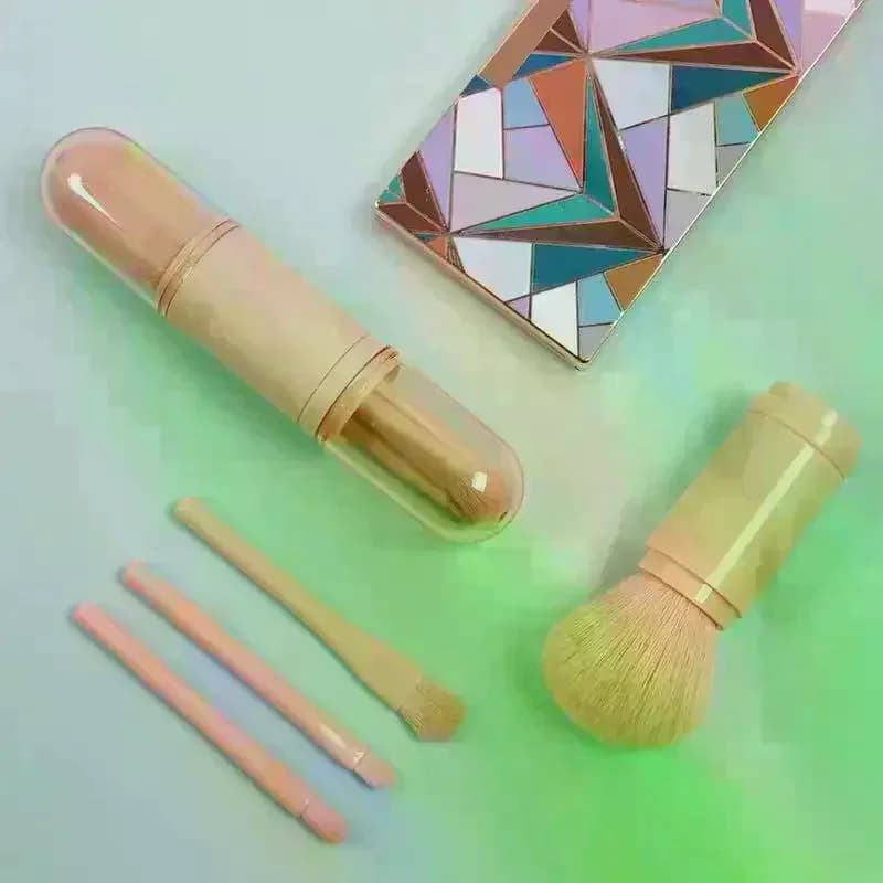 4 In 1 Telescopic Makeup Brush Portable Travel Makeup Brushes Set Eyeshadow Loose Powder Mini Makeup Brush Beauty Tools