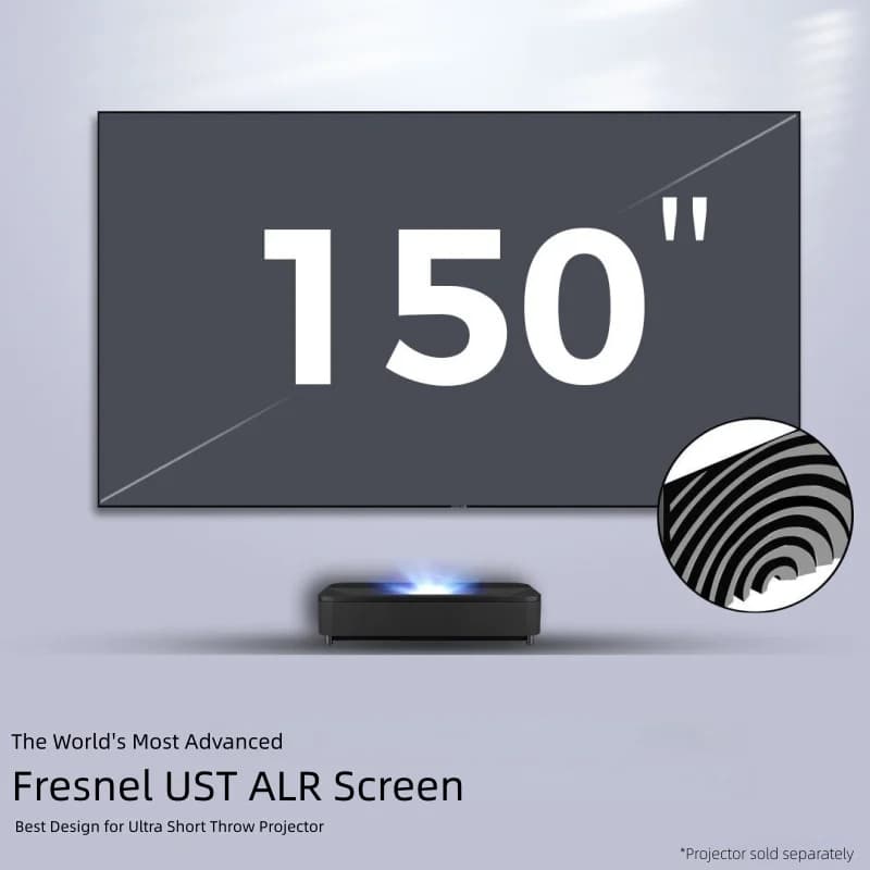 Schermo di proiezione F16UST New Gen Cinema-Pro Fresnel PET ALR per proiettore laser UST, telaio fisso, formato 16:9, 8K UHD