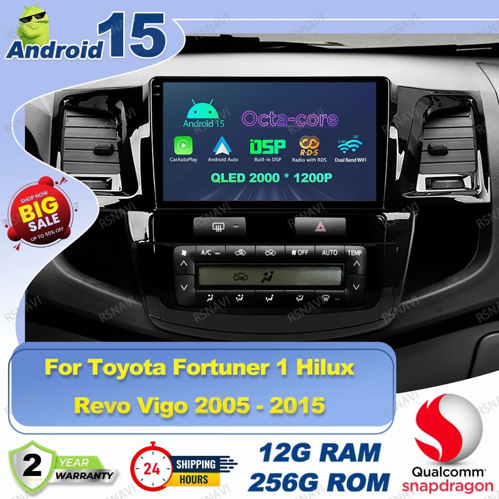 Android 15 Autoradio Per Toyota Fortuner 1 Hilux Revo Vigo 2005 - 2015 H7 Led Golf 8 Accessori Per Barche Clio 4 Passat B8 Dash Cam