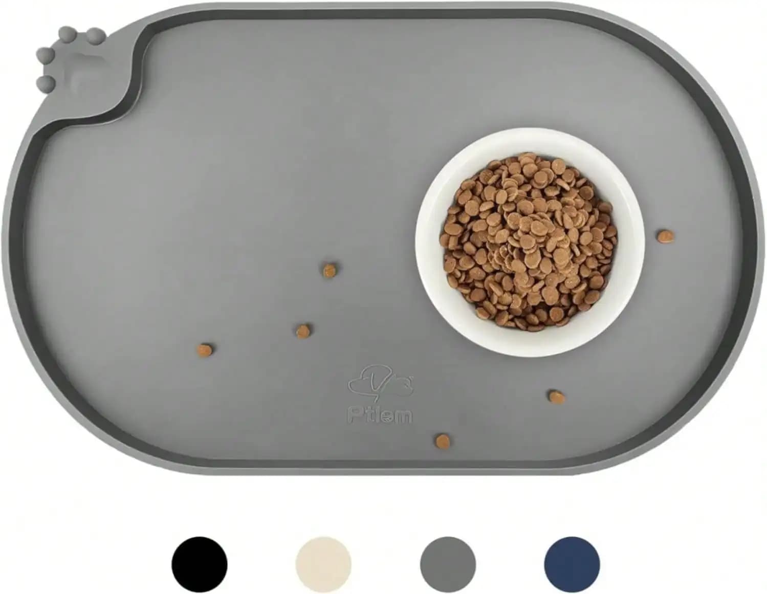 Tappetino per animali domestici KPWACD per cani e gatti, tappetino impermeabile in silicone per ciotole per cani, previene il fuoriuscire di cibo e acqua, tappetini per piatti per cuccioli con bordi alti, adatti per animali domestici di piccola, media e grande taglia, blu scuro, 24" * 16"