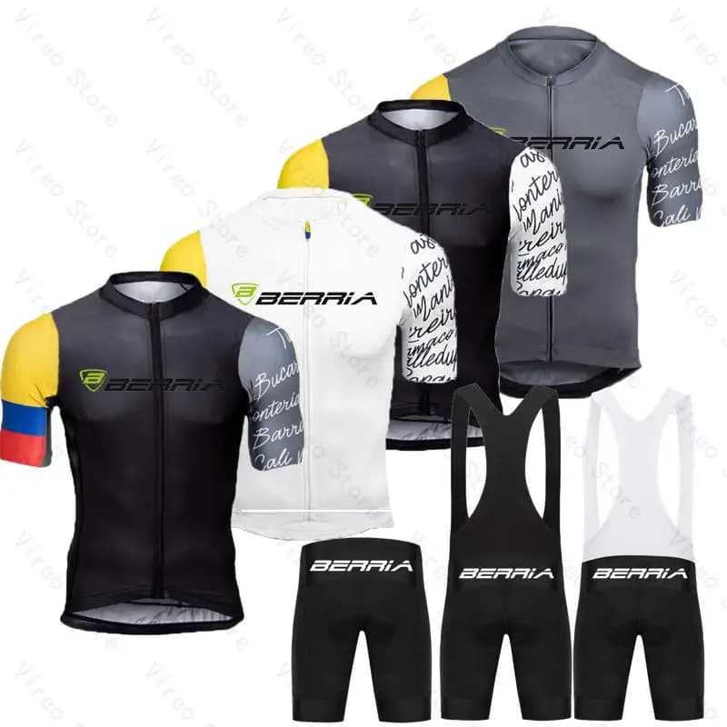 BERRIA Summer Cycling Jersey Set Short sleeve and Bib Shorts Pro Race Bicycle Clothing MTB Ropa Maillot Cycling Clothes for Men