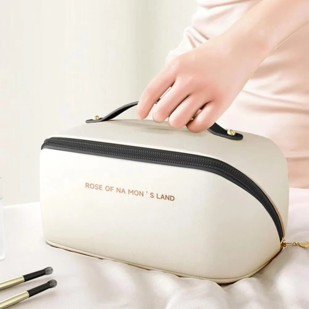 NEW Portable Tote Makeup Bag Pillow PU Travel Organizer Bag Large Capacity Multi-compartment Cosmetic Bag