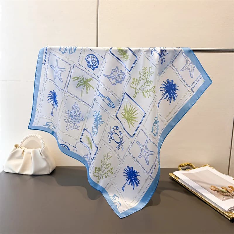 2026 New Fashion 70cm Sciarpe quadrate Sciarpa di seta da donna Primavera ed estate Bandana Piccole cravatte Fasce per capelli Borse Foulard Scialle