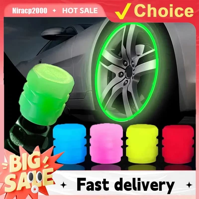 Luminous Valve Caps Fluorescent Night Glowing Decor Car Motorcycle Bicycle Wheel Hub Valve Stem Cap Styling Car Accessories