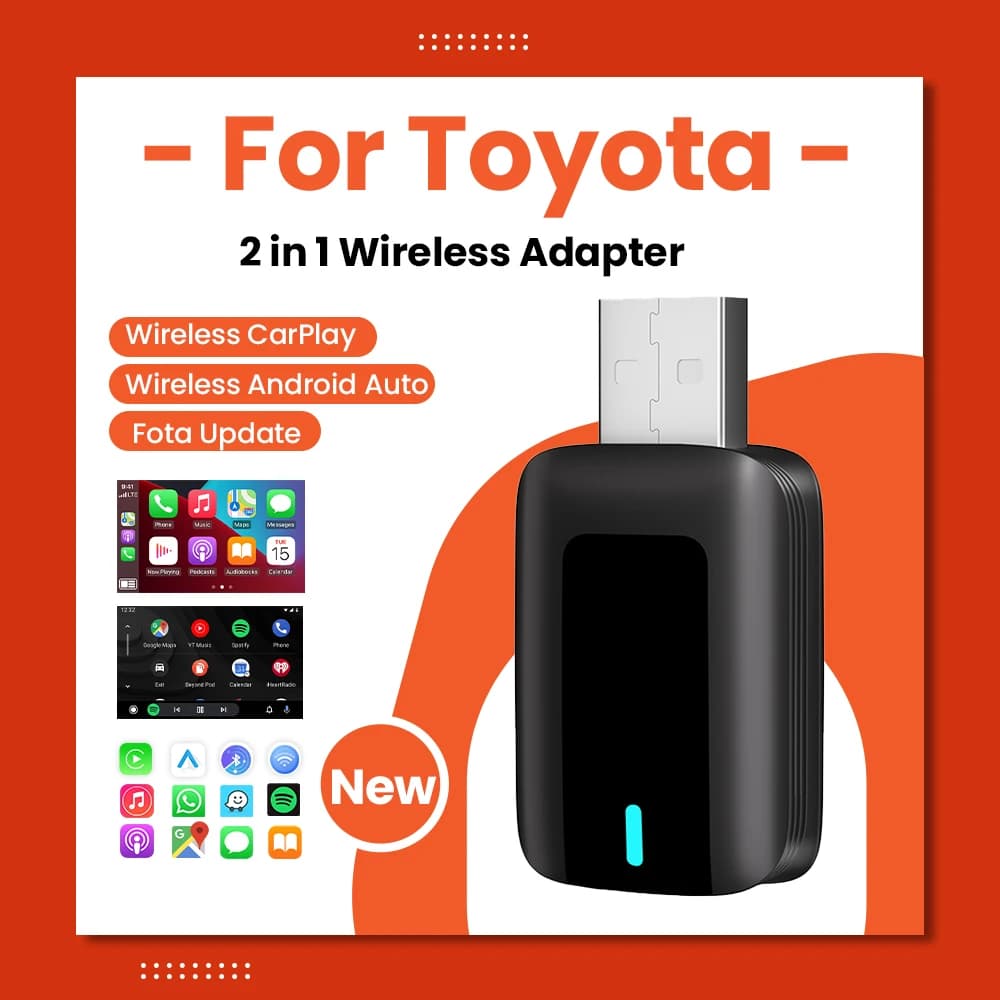 CarPlay Android Auto Wireless Plug And Play Bluetooth WiFi Fast for Toyota Aygo Avalon C‐HR RAV4 86 Corolla Prius Yaris