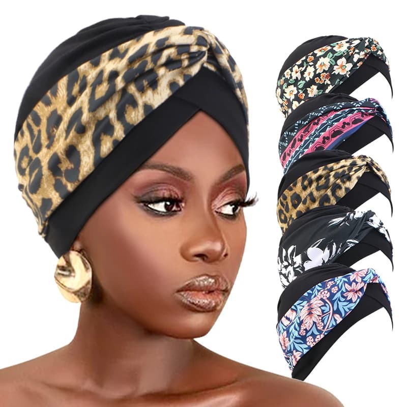 Stampa Croce Musulmano Turbante Sciarpa e cappello indiano Foulard etnico Donna Islamico Interno Hijab Copricapo Arabo Avvolgente Testa Sciarpa