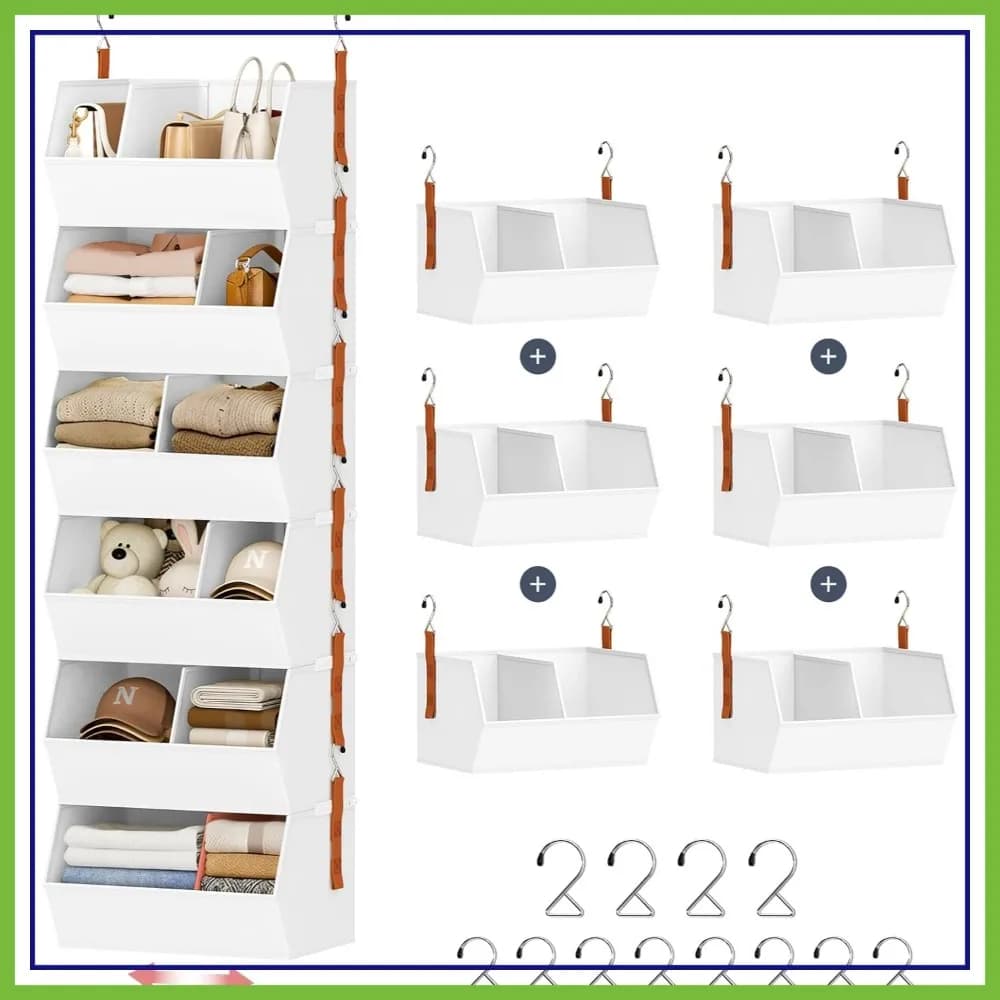 Organizzatore appendibile extra large per armadio con divisorio, scaffali pieghevoli per vestiti, borse, biancheria intima