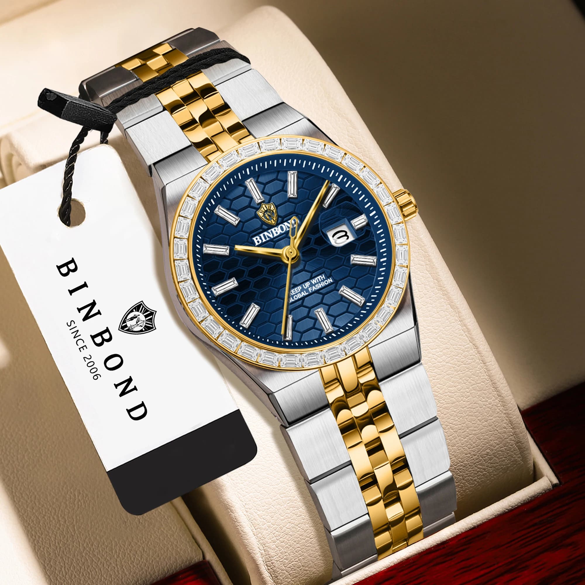 BINBOND Ladies Casual Quartz Wristwatch Accurate Luxury Waterproof Sturdy Auto Date Fashion Watch for Women